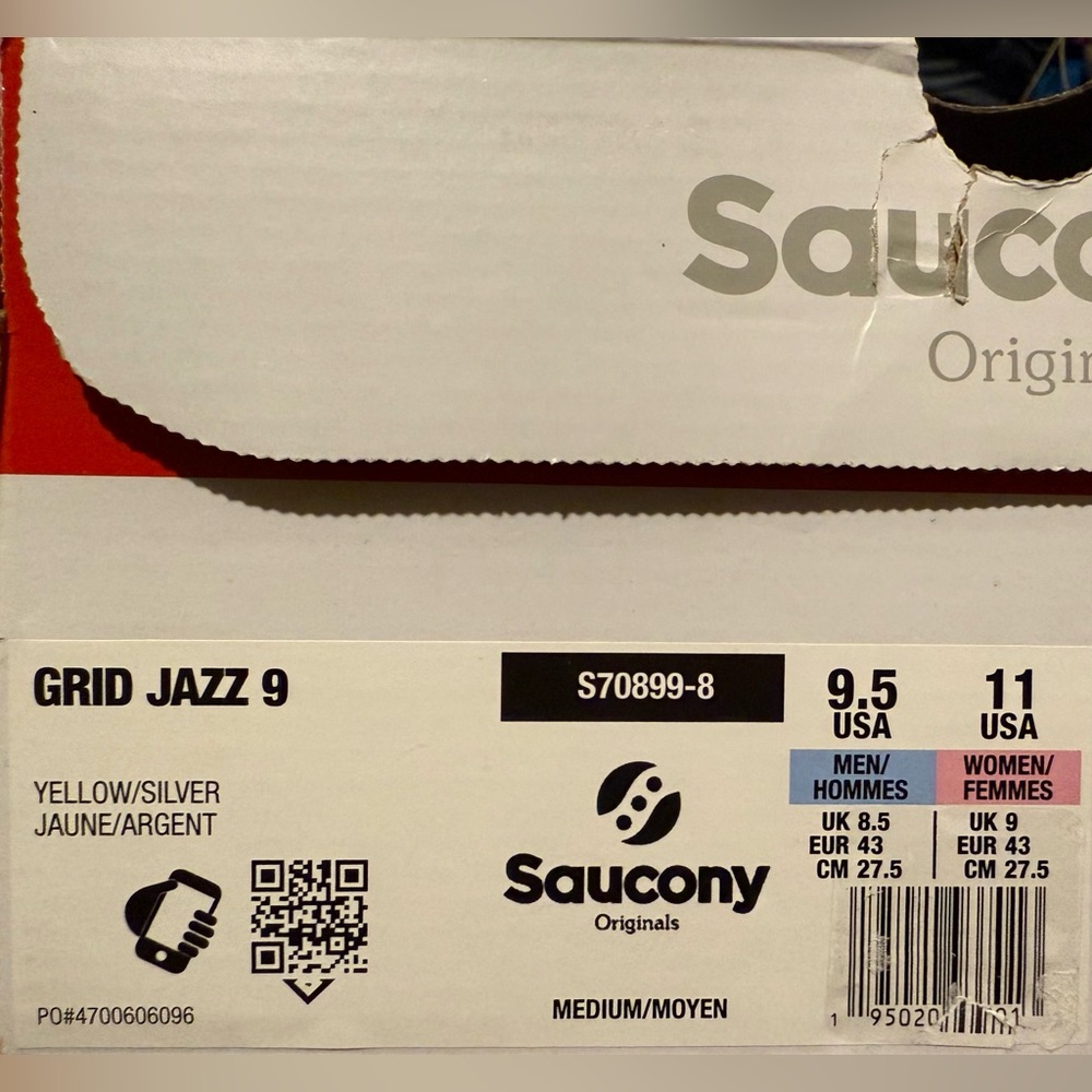NEW Saucony Grid Jazz 9 Sneaker M (size 9.5) / W size 11) Neon Yellow/Silver - Picture 7 of 7